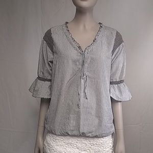 Free People Top Size 6 Gray & White Striped